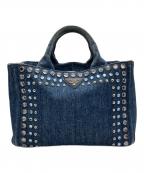 PRADAプラダ）の古着「カナパデニムスタッズハンドバッグ」｜ブルー
