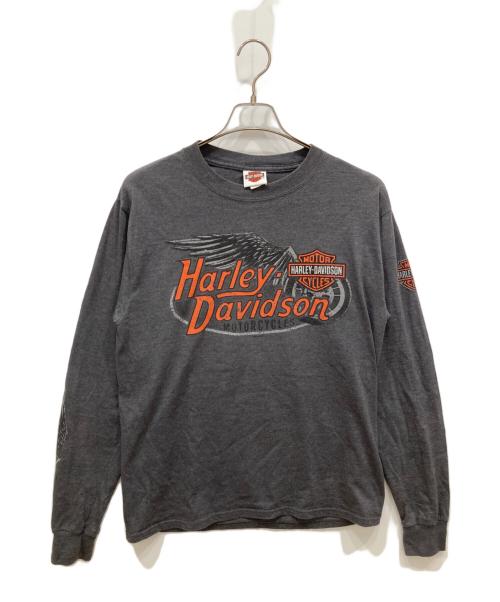 HARLEY-DAVIDSON（ハーレーダビッドソン）HARLEY-DAVIDSON (ハーレーダビッドソン) Hanes (ヘインズ) ロングスリーブカットソー チャコールグレー サイズ:Mの古着・服飾アイテム