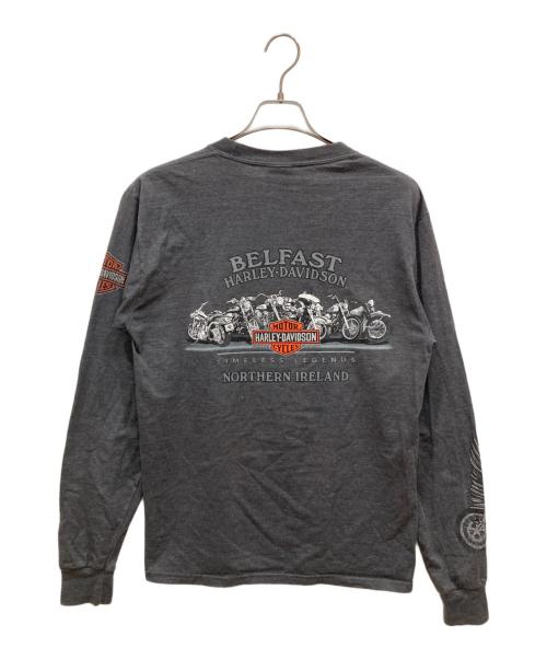 HARLEY-DAVIDSON（ハーレーダビッドソン）HARLEY-DAVIDSON (ハーレーダビッドソン) Hanes (ヘインズ) ロングスリーブカットソー チャコールグレー サイズ:Mの古着・服飾アイテム