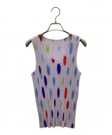 PLEATS PLEASE（プリーツプリーズ）の古着「プリーツノースリーブカットソー」｜ピンク