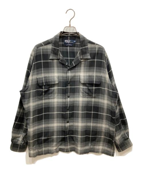 POLO RALPH LAUREN（ポロ・ラルフローレン）POLO RALPH LAUREN (ポロ・ラルフローレン) 90’ｓ STEWARD オープンカラーオンブレチェックシャツ ブラック サイズ:XLの古着・服飾アイテム