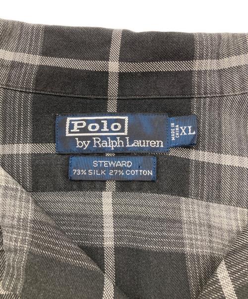 POLO RALPH LAUREN（ポロ・ラルフローレン）POLO RALPH LAUREN (ポロ・ラルフローレン) 90’ｓ STEWARD オープンカラーオンブレチェックシャツ ブラック サイズ:XLの古着・服飾アイテム
