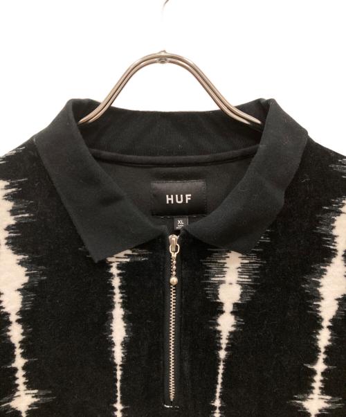 HUF（ハフ）HUF (ハフ) SEISMOGRAM VELOUR POLO ブラック サイズ:XLの古着・服飾アイテム
