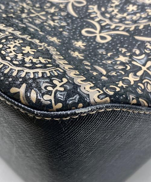 印傳屋（インデンヤ）印傳屋 (インデンヤ) プライデン 刺繍柄 トートバッグ ブラックの古着・服飾アイテム