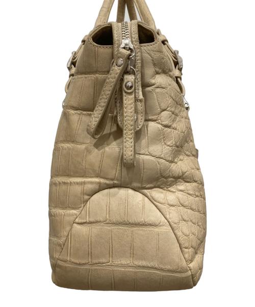 JRA（ジェーアールエー）JRA (ジェーアールエー) 型押しトートバッグ ベージュの古着・服飾アイテム