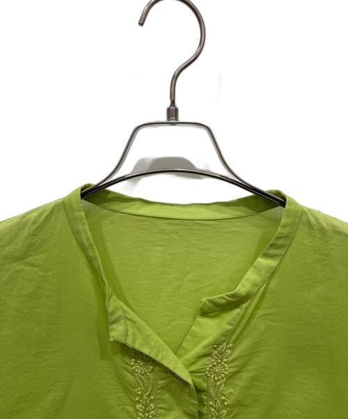 GIANNI LO GIUDICE（ジャンニ ロ ジュディチェ）GIANNI LO GIUDICE (ジャンニ ロ ジュディチェ) 洗えるラクナウ刺繍ブラウス グリーン サイズ:40の古着・服飾アイテム