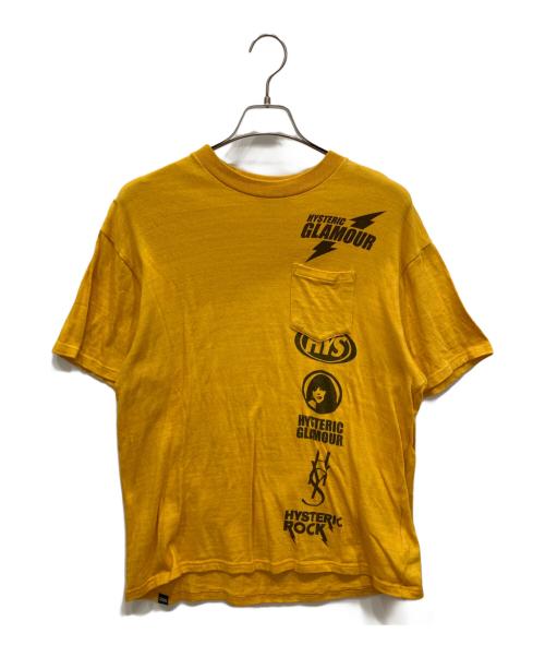 Hysteric Glamour（ヒステリックグラマー）Hysteric Glamour (ヒステリックグラマー) SCRATCH LINEプリントTシャツ イエロー サイズ:Sの古着・服飾アイテム