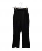 anuansアニュアンス）の古着「ダブルストレッチスリットフレアパンツ」｜ブラック