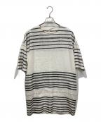 BEARDSLEYビアズリー）の古着「リネン刺繍ボーダーワンピース」｜ホワイト×ブラック