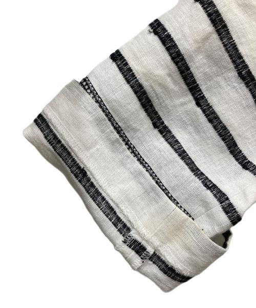 BEARDSLEY（ビアズリー）BEARDSLEY (ビアズリー) リネン刺繍ボーダーワンピース ホワイト×ブラック サイズ:freeの古着・服飾アイテム