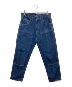 PRSN BLUプリズンブルース）の古着「ダブルニーデニムパンツ」｜インディゴ