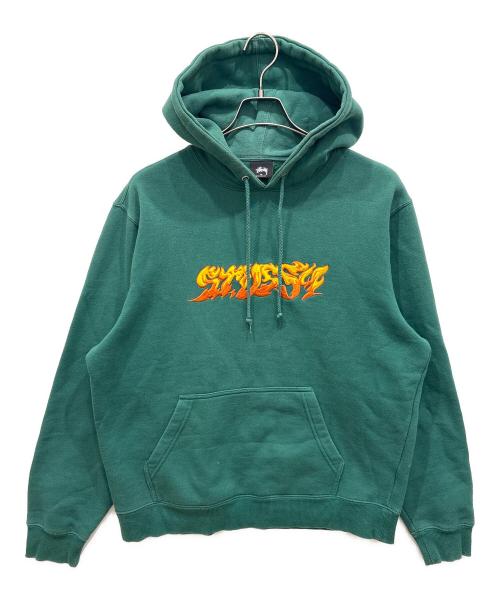 stussy（ステューシー）stussy (ステューシー) Fire Hoodie グリーン サイズ:SIZE Mの古着・服飾アイテム