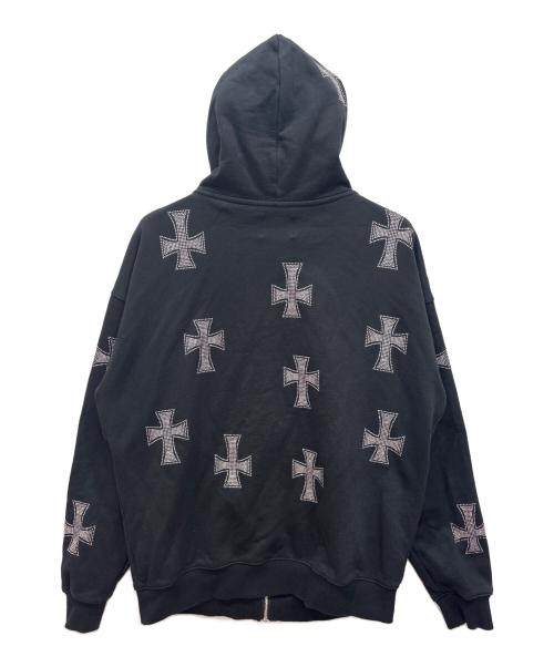 unknown（アンノウン）Unknown (アンノウン) クロスラインストーンパーカー ブラック サイズ:Ⅼの古着・服飾アイテム