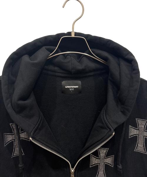unknown（アンノウン）Unknown (アンノウン) クロスラインストーンパーカー ブラック サイズ:Ⅼの古着・服飾アイテム