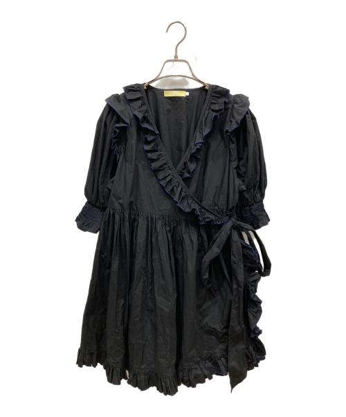 TEN（テン）ten (テン) フリルブラウス ブラック サイズ:Ⅼの古着・服飾アイテム