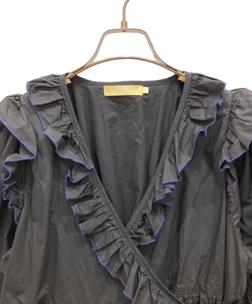 TEN（テン）ten (テン) フリルブラウス ブラック サイズ:Ⅼの古着・服飾アイテム