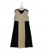 GRACE CONTINENTAL（グレースコンチネンタル）の古着「リネンタッチバイカラーワンピース」｜ベージュ×ブラック