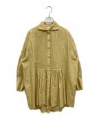 HAVAハーヴァ）の古着「リネンコットンピンタックボタンシャツ」｜イエロー