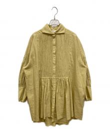 HAVA（ハーヴァ）の古着「リネンコットンピンタックボタンシャツ」｜イエロー