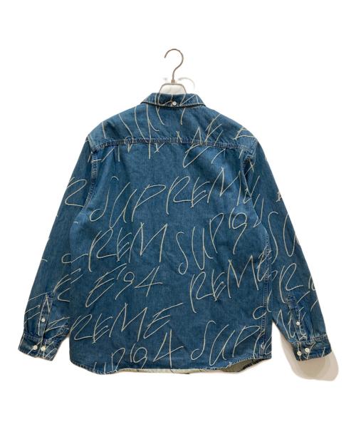 SUPREME（シュプリーム）Supreme (シュプリーム) Handwriting Jacquard Denim Shirt インディゴ サイズ:XLの古着・服飾アイテム