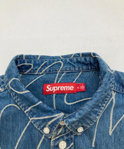 SUPREME（シュプリーム）Supreme (シュプリーム) Handwriting Jacquard Denim Shirt インディゴ サイズ:XLの古着・服飾アイテム