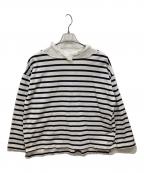 porter des boutonsポルテデブトン）の古着「フリルカラーバスクシャツ」｜ホワイト×ネイビー