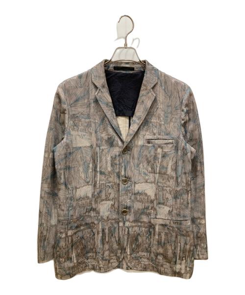 GIORGIO ARMANI（ジョルジョアルマーニ）GIORGIO ARMANI (ジョルジョアルマーニ) リーフ柄テーラードジャケット グレー サイズ:46Rの古着・服飾アイテム