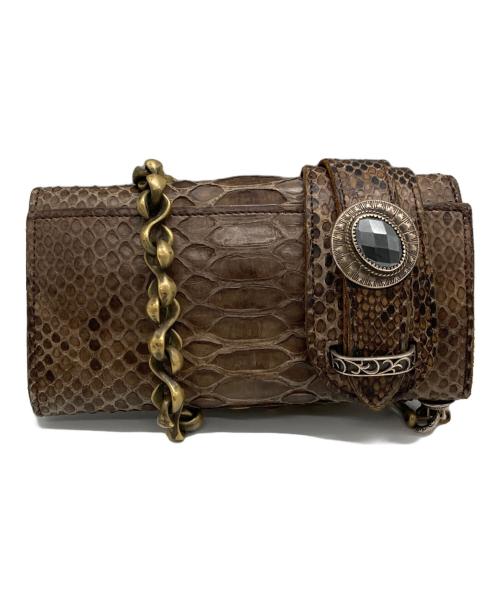 ALZUNI（アルズニ）ALZUNI (アルズニ) パイソンレザーバイカーウォレット ブラウンの古着・服飾アイテム