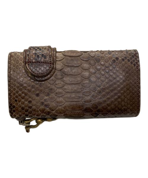 ALZUNI（アルズニ）ALZUNI (アルズニ) パイソンレザーバイカーウォレット ブラウンの古着・服飾アイテム