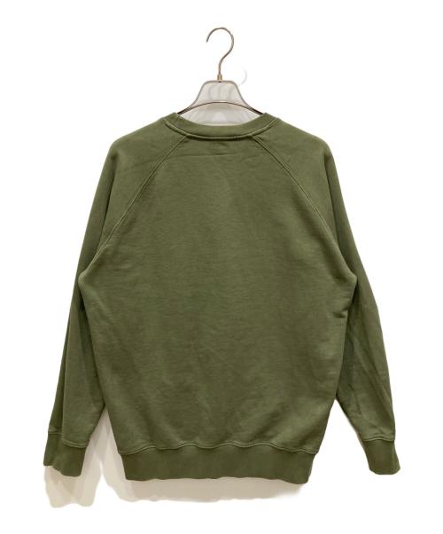 maison kitsune（メゾンキツネ）MAISON KITSUNE (メゾンキツネ) GREY FOX HEAD PATCH スウェット グリーン サイズ:XLの古着・服飾アイテム