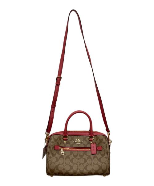COACH（コーチ）COACH (コーチ) ローアン サッチェル シグネチャー キャンバス ピンクの古着・服飾アイテム