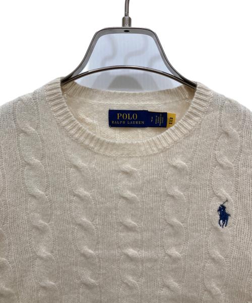 POLO RALPH LAUREN（ポロ・ラルフローレン）POLO RALPH LAUREN (ポロ・ラルフローレン) カシミヤ混ケーブルニット ホワイト サイズ:SIZE Sの古着・服飾アイテム
