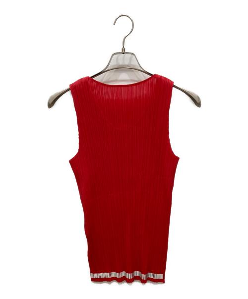 PLEATS PLEASE（プリーツプリーズ）PLEATS PLEASE (プリーツプリーズ) ノースリーブプリーツカットソー レッド サイズ:SIZE Freeの古着・服飾アイテム