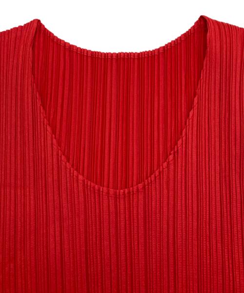 PLEATS PLEASE（プリーツプリーズ）PLEATS PLEASE (プリーツプリーズ) ノースリーブプリーツカットソー レッド サイズ:SIZE Freeの古着・服飾アイテム