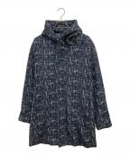 1PIU1UGUALE3 RELAXウノピゥウノウグァーレトレ リラックス）の古着「360°ストレッチツイードフラップコート」｜ネイビー