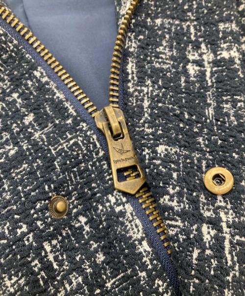 1PIU1UGUALE3 RELAX（ウノピゥウノウグァーレトレ リラックス）1piu1uguale3 relax (ウノピゥウノウグァーレトレ リラックス) 360°ストレッチツイードフラップコート ネイビー サイズ:XXLの古着・服飾アイテム