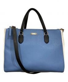 Kate Spade（ケイトスペード）の古着「2WAYPVCトートバッグ」｜ブルー×ホワイト