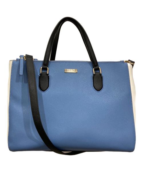 Kate Spade（ケイトスペード）Kate Spade (ケイトスペード) 2WAYPVCトートバッグ ブルー×ホワイトの古着・服飾アイテム