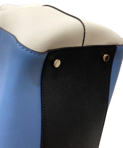 Kate Spade（ケイトスペード）Kate Spade (ケイトスペード) 2WAYPVCトートバッグ ブルー×ホワイトの古着・服飾アイテム