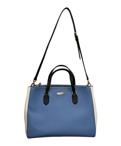 Kate Spade（ケイトスペード）Kate Spade (ケイトスペード) 2WAYPVCトートバッグ ブルー×ホワイトの古着・服飾アイテム