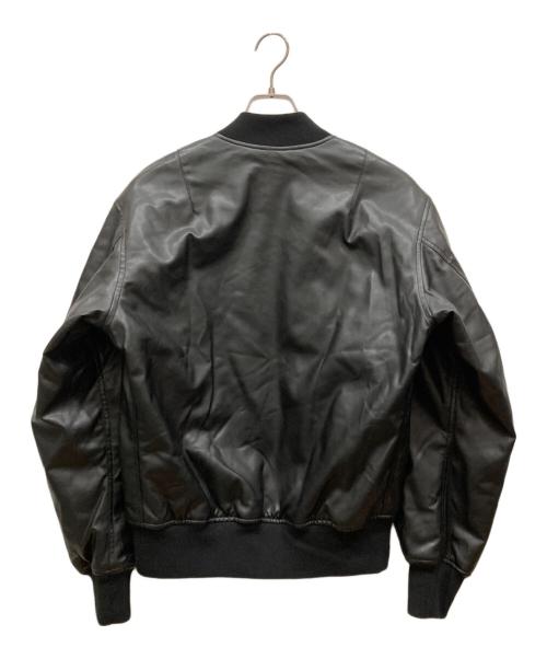 ALPHA INDUSTRIES（アルファインダストリーズ）ALPHA INDUSTRIES (アルファインダストリーズ) MA-1 フェイクレザージャケット ブラック×オレンジ サイズ:SIZE 02の古着・服飾アイテム