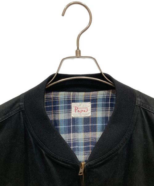 PAPAS（パパス）PAPAS (パパス) ロゴワッペンブルゾン ブラック サイズ:Ⅼの古着・服飾アイテム