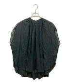 BEARDSLEYビアズリー）の古着「コットンシフォンギャザーコクーンマルブラウス」｜ネイビー