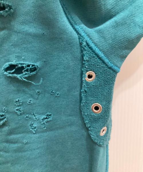 DIESEL（ディーゼル）DIESEL (ディーゼル) BRAVE ダメージ加工パーカーワンピース グリーン サイズ:XXSの古着・服飾アイテム