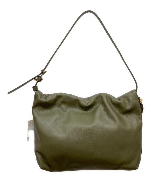 gemeil（ジェムイル）gemeil (ジェムイル) レザーワンハンドルバッグ カーキの古着・服飾アイテム