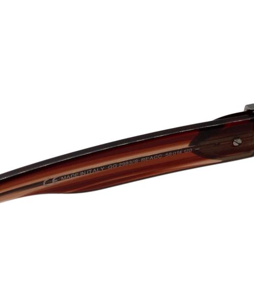 GUCCI（グッチ）GUCCI (グッチ) ベルトモチーフサングラス ブラウン サイズ:58□14の古着・服飾アイテム