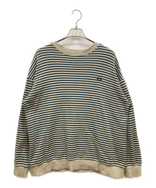 FRED PERRY（フレッドペリー）FRED PERRY (フレッドペリー) BEAMS (ビームス) 別注 ボーダー クルーネック スウェット ベージュ サイズ:SIZE Lの古着・服飾アイテム