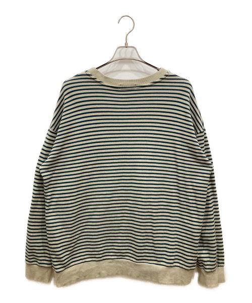 FRED PERRY（フレッドペリー）FRED PERRY (フレッドペリー) BEAMS (ビームス) 別注 ボーダー クルーネック スウェット ベージュ サイズ:SIZE Lの古着・服飾アイテム