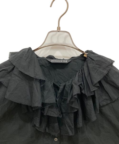 mizuiro-ind（ミズイロインド）mizuiro-ind (ミズイロインド) ダブル フリル シャツ ブラック サイズ:freeの古着・服飾アイテム