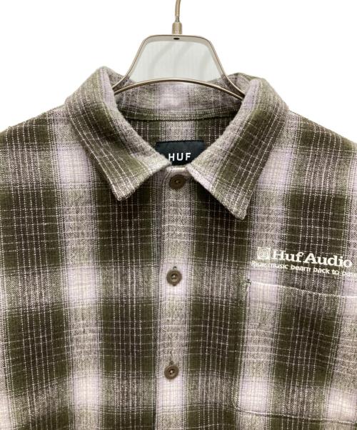HUF（ハフ）HUF (ハフ) Audio Check Shirt パープル×ブラウン サイズ:SIZE Lの古着・服飾アイテム